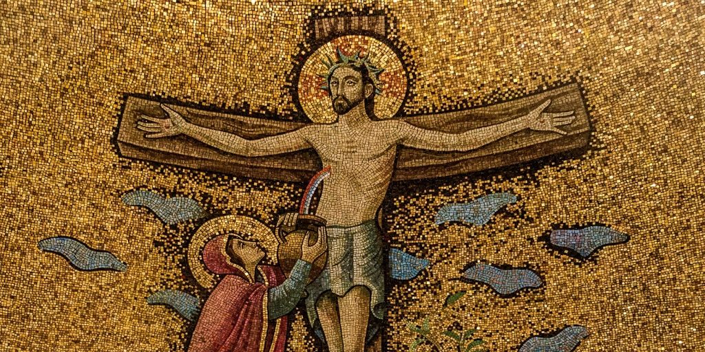 Basilica crucifixion mosaic