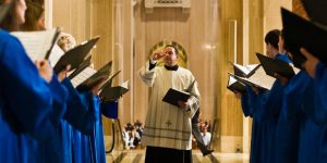 Music Director Peter Latona conducts Basilica choir