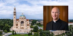 Monsignor Rossi with Basilica background