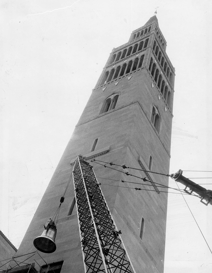 Bells being installed in Knights Tower