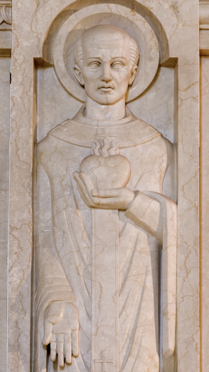 A marble relief sculpture of Saint Augustine of Hippo