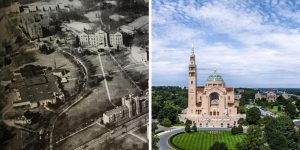 Basilica aerial then and now