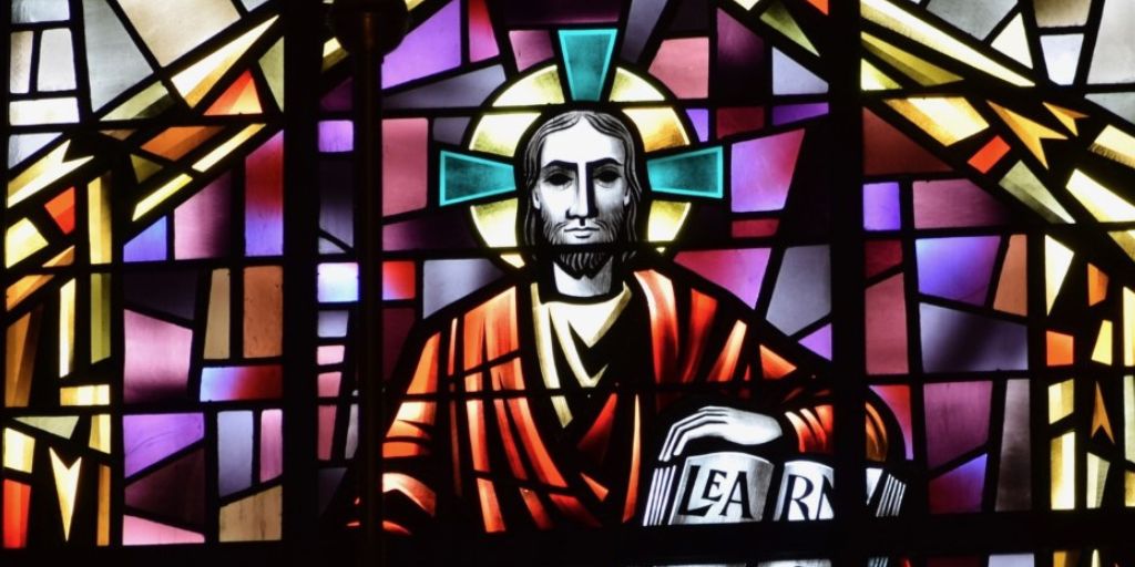 Christ the teacher stained glass