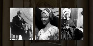 3 headshots of Black Catholics in America atop a black overlay