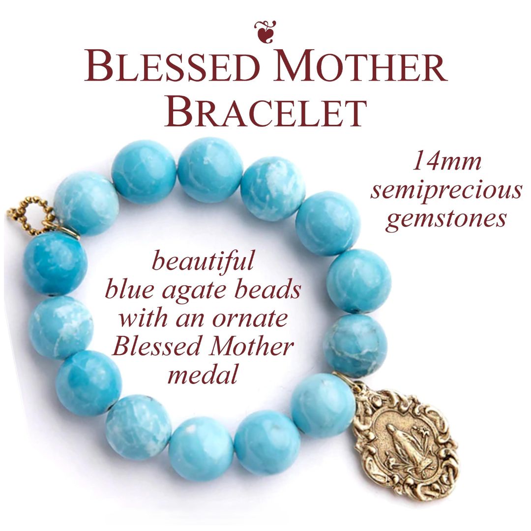 A blue beaded bracelet