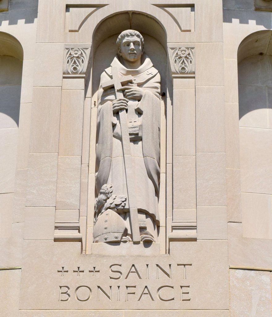 Boniface portrayed in the north façade of the Basilica