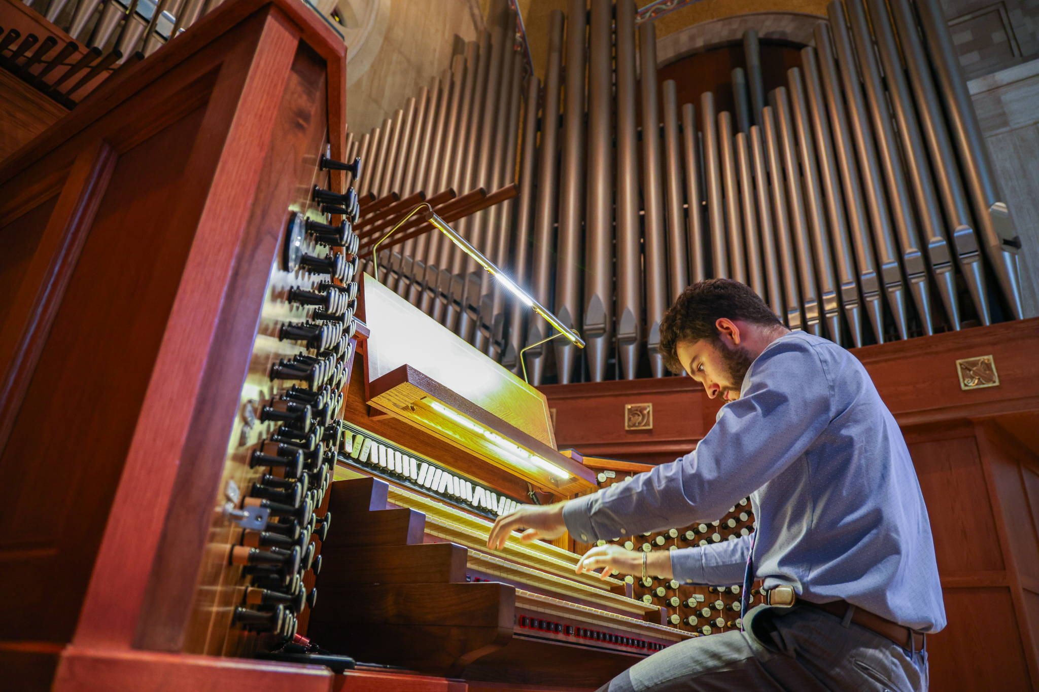 Adam Chlebek plays the organ in the Great Upper Church 