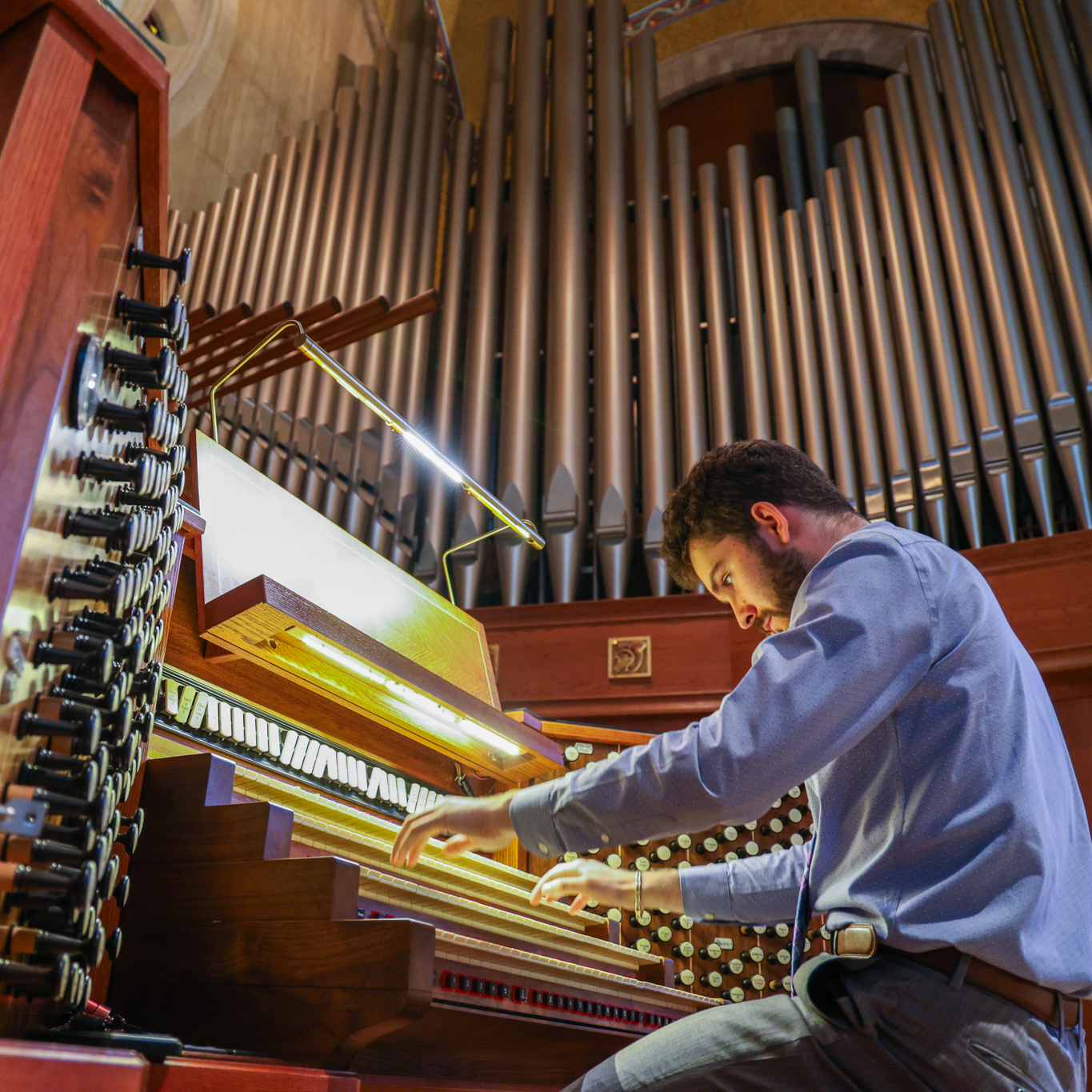 Adam Chlebek plays organ at the Basilica