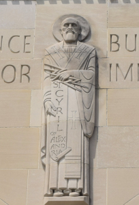 Saint Cyril of Alexandria portrayed in the East Portico of the Basilica in Washington, D.C.