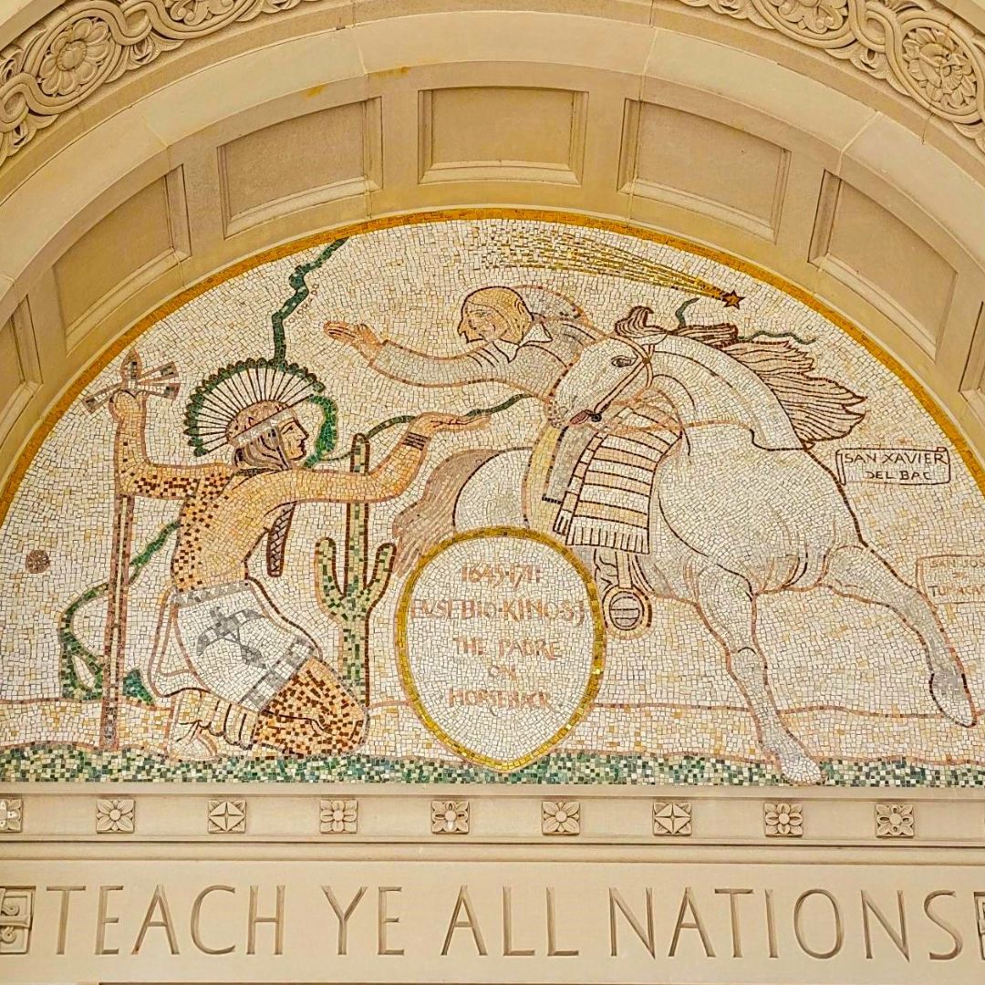 Eusebio Kino portrayed in Mosaic in the east portico