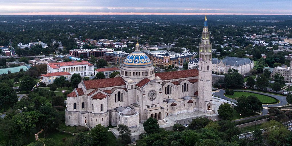 Basilica exterior sunset