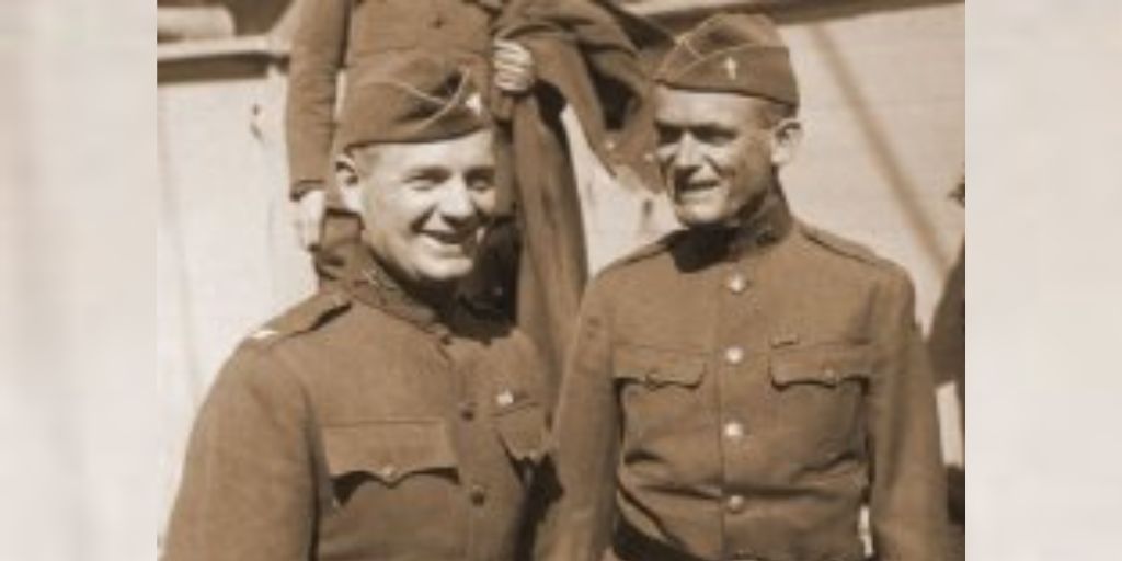 Colonel "Wild Bill" O'Donovan, left, and Father Francis Duffy, chaplain of the 69th New York, returning from France after World War 1