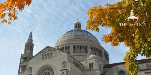 Thanksgiving exterior Basilica banner