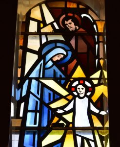 The Holy Family stained glass window