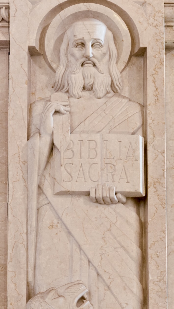 A marble relief sculpture of Saint Jerome