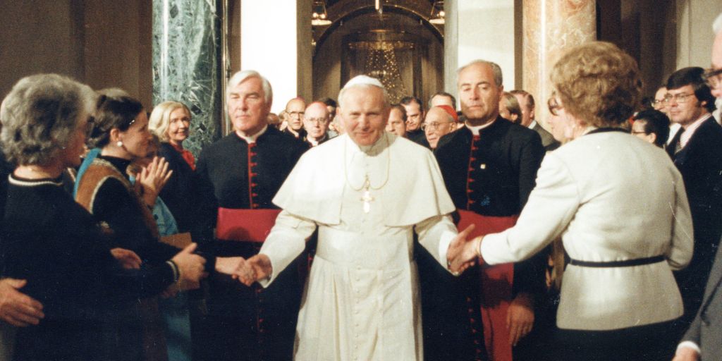John Paul II-Shaking Hands in Basilica