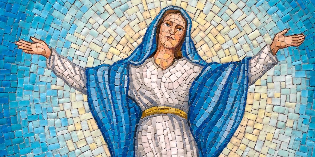 assumption of mary rosary garden mosaic luminous mysteries