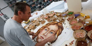 Artist assembles tiles for Trinity Dome angel