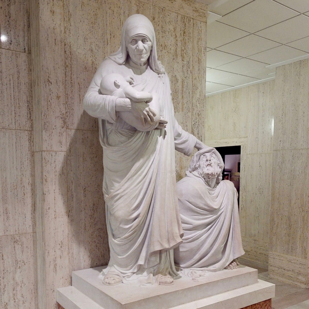 A marble sculpture of Mother Teresa 