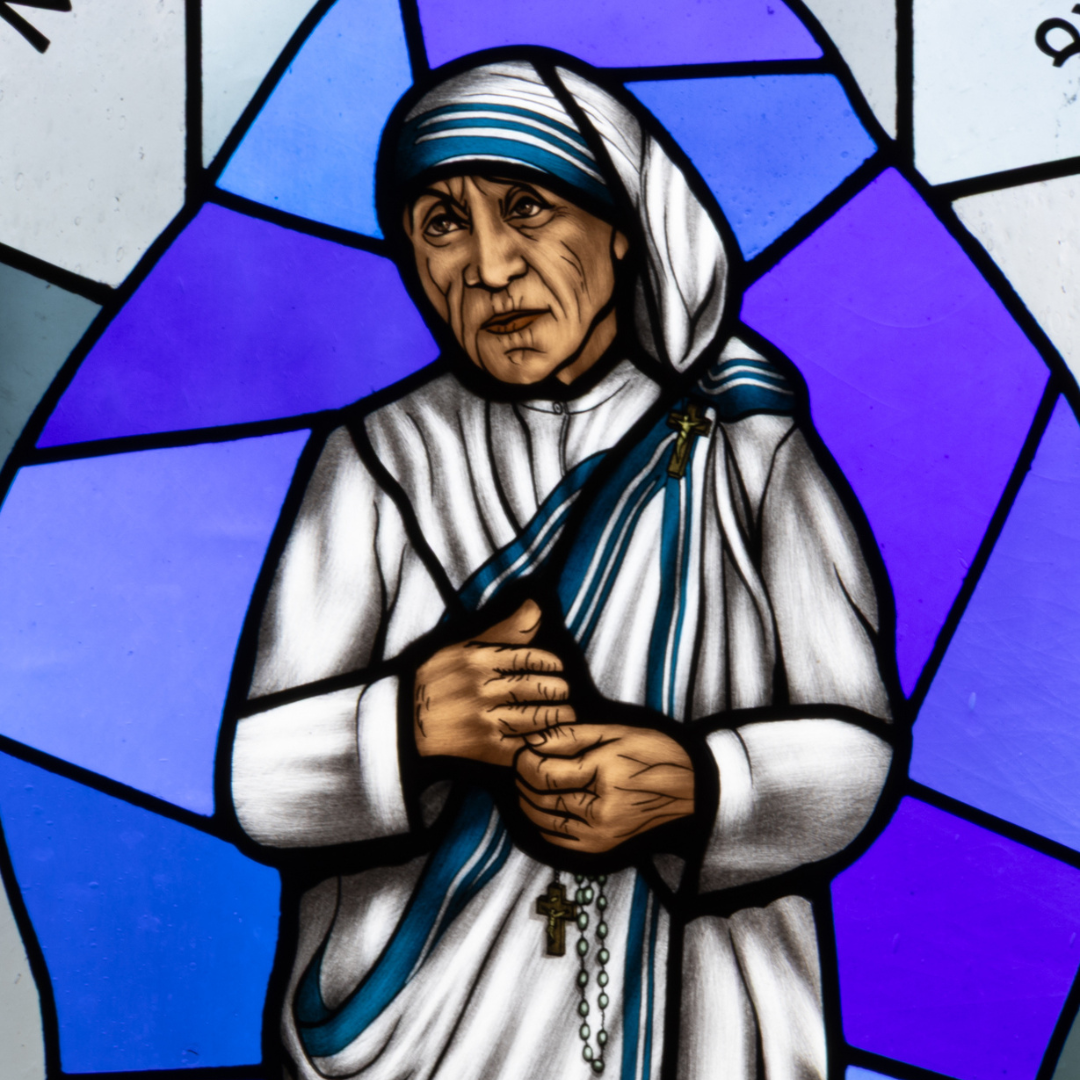 Mother Teresa in stained glass