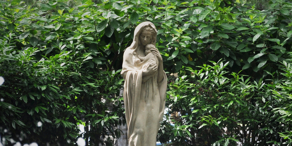 Mary Statue in Garden