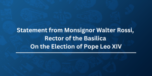Press release banner declaring a statement from Monsignor Rossi on the election of Pope Leo