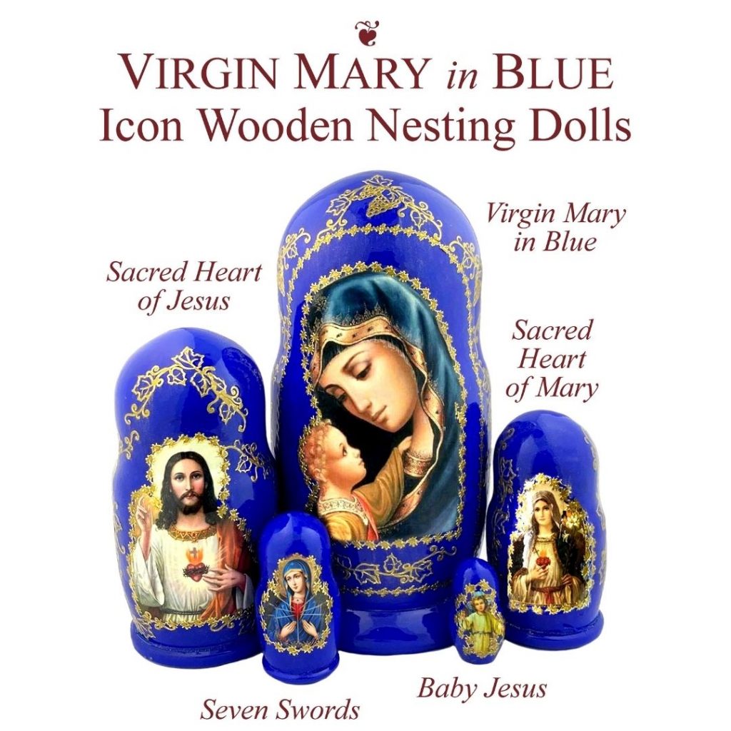 Virgin Mary in Blue nesting dolls