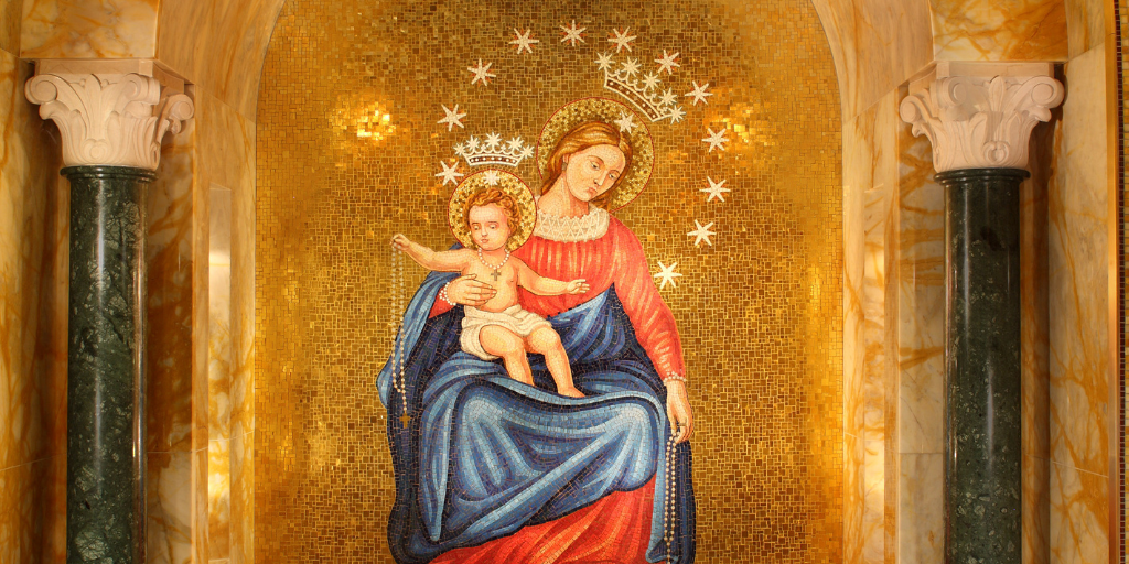 Detail of the Our Lady of Pompei chapel mosaic