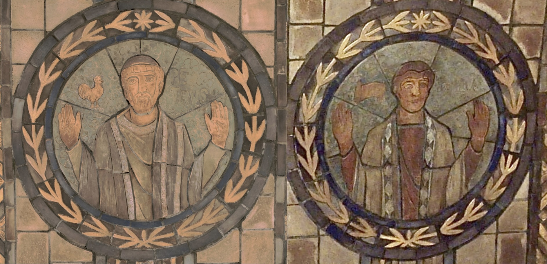 Mosaic rondels of Saints Peter and Paul 