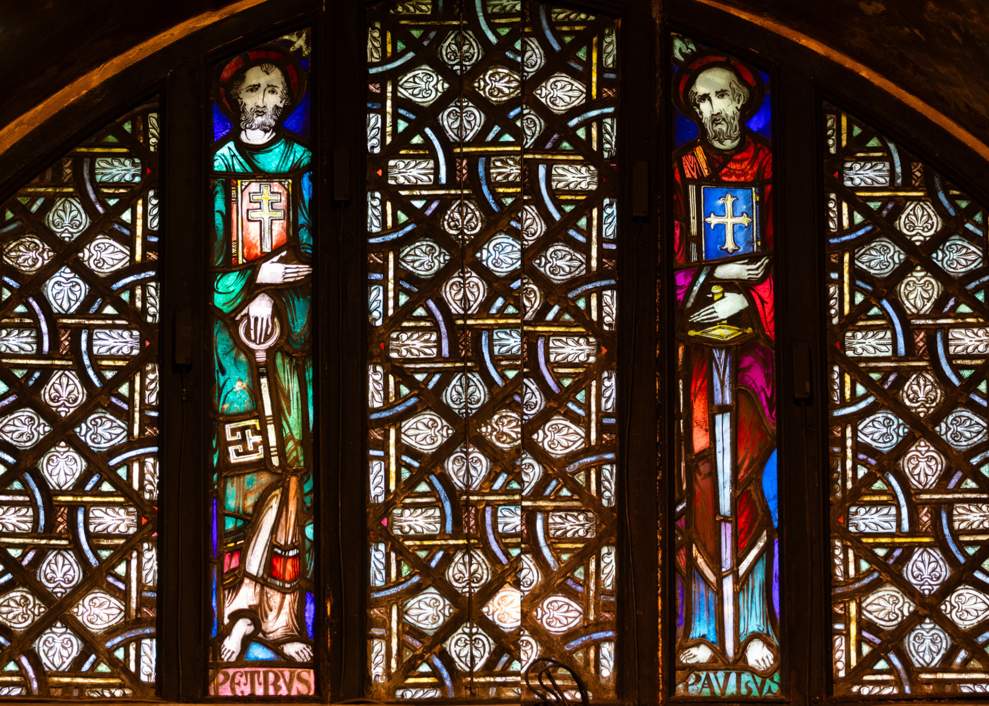 Saints shown in stained glass