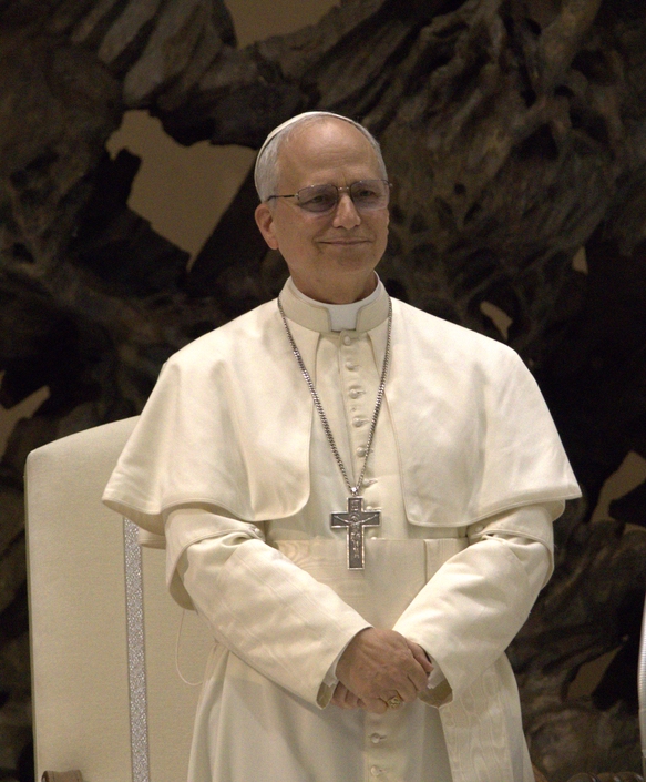  Pope Leo XIV during an audience with the media. Photo by Edgar Beltrán.
