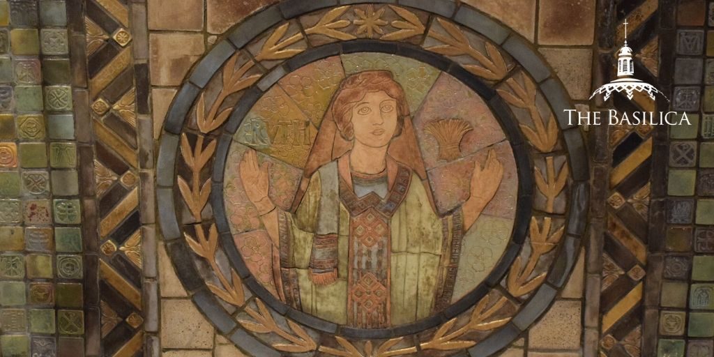 Ruth portrayed in pewabic rondel