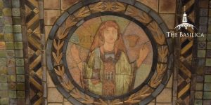 Ruth portrayed in pewabic rondel