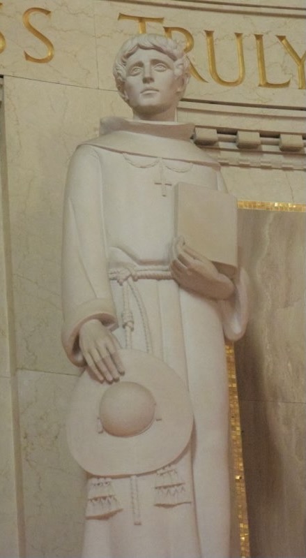 St. Bonaventure portrayed in a marble statue in the East Apse