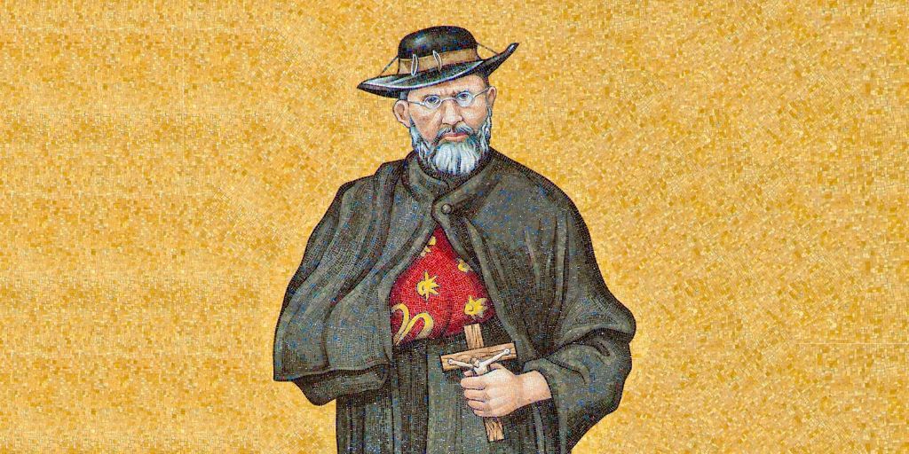 Saint Damien of Molokai portrayed in the Trinity Dome mosaic