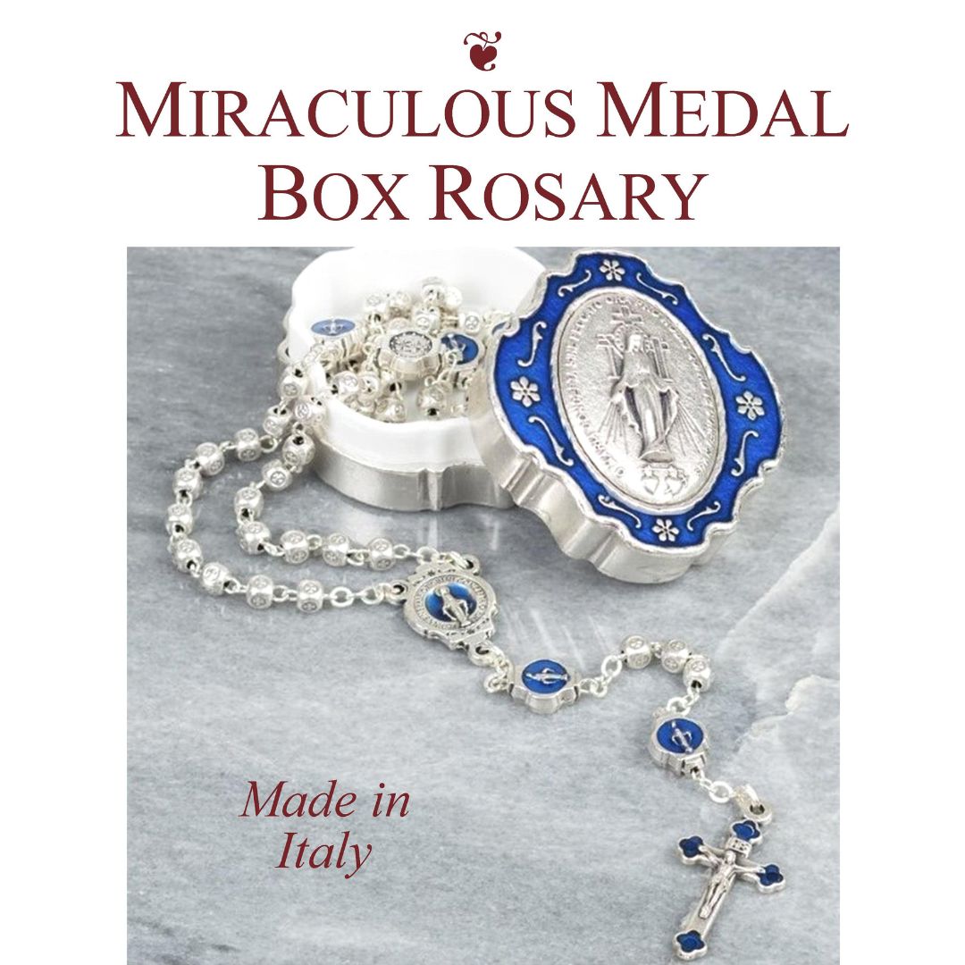 A Rosary and a metal jewelry box