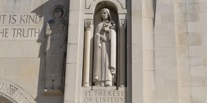 St Therese portrayed in marble in the West Portico