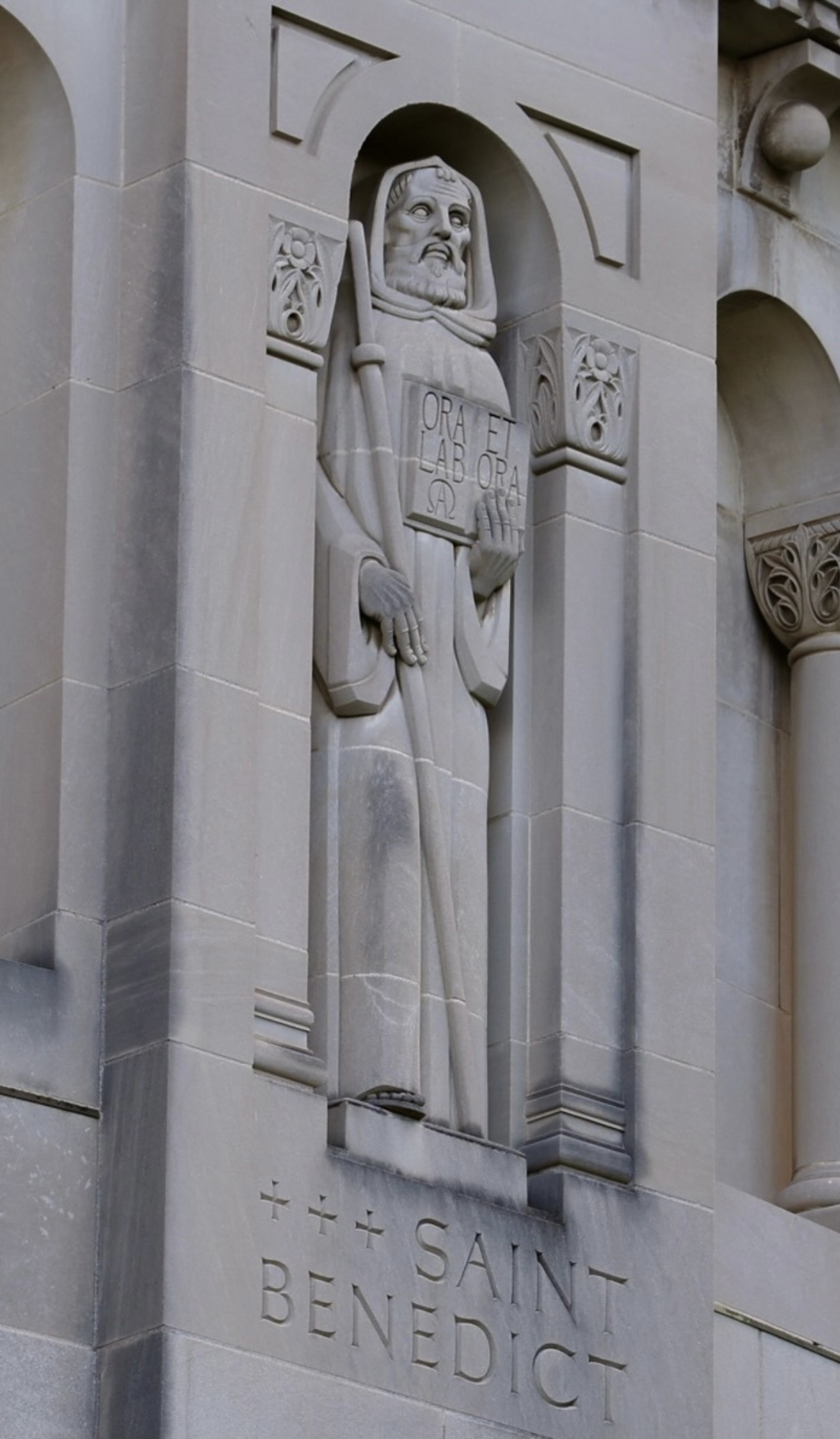 St. Benedict portrayed in the North Façade of the Basilica.