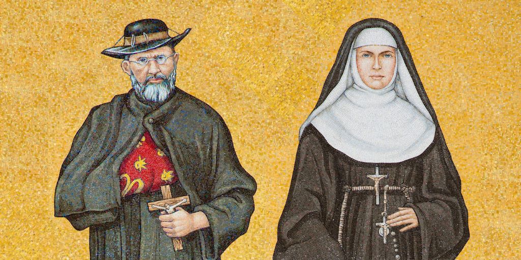 St. Damien and St. Marianne Cope portrayed in the Trinity Dome