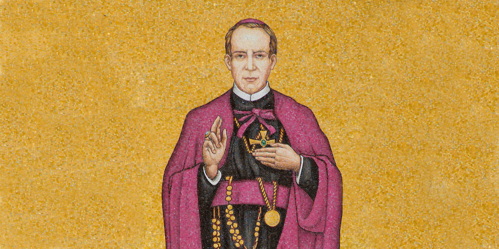 St. John Nepomucene Neumann portrayed in mosaic tiles