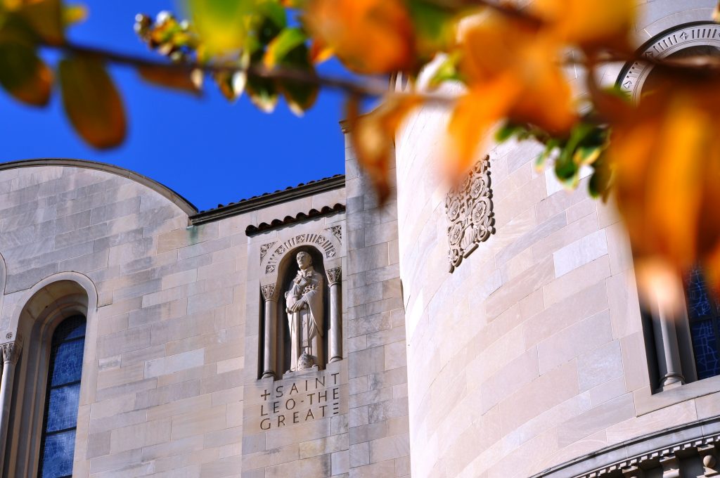 St. Leo the Great Basilica exterior fall leaves