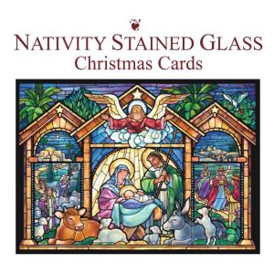 Nativity stained-glass Christmas cards.