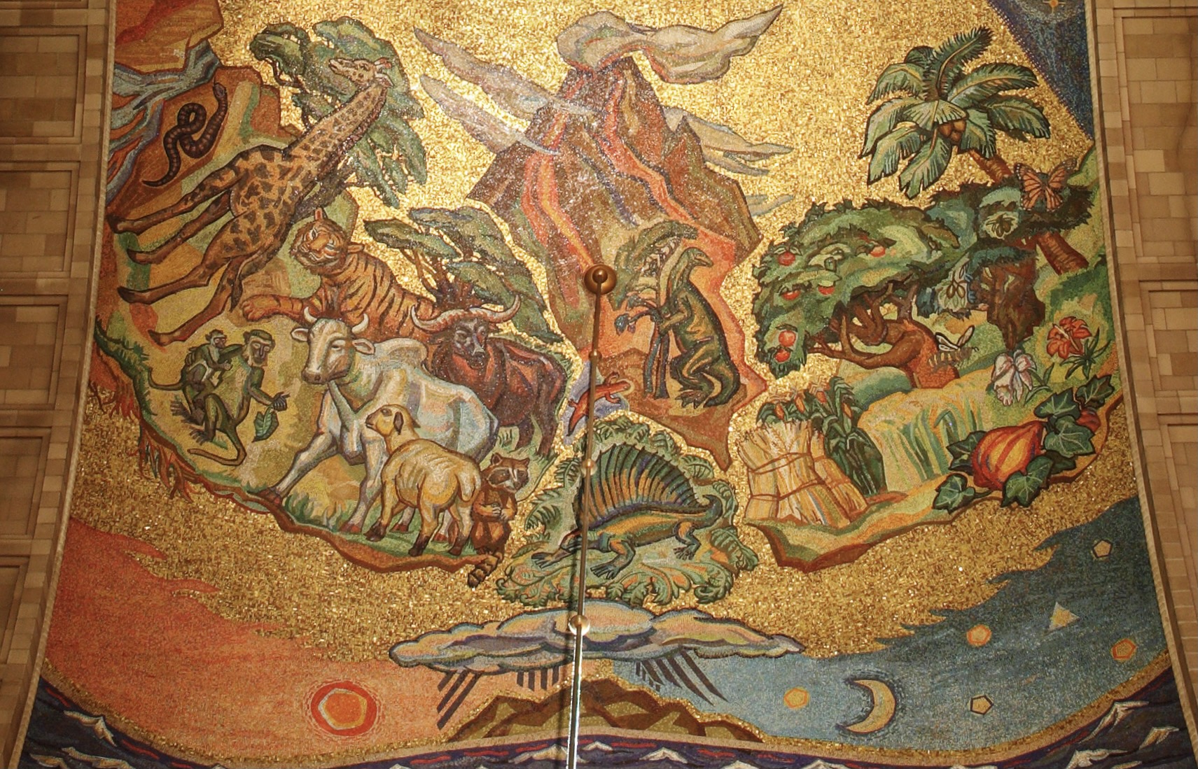 The Creation Mosaic-Detail of Dinosaur-Crop