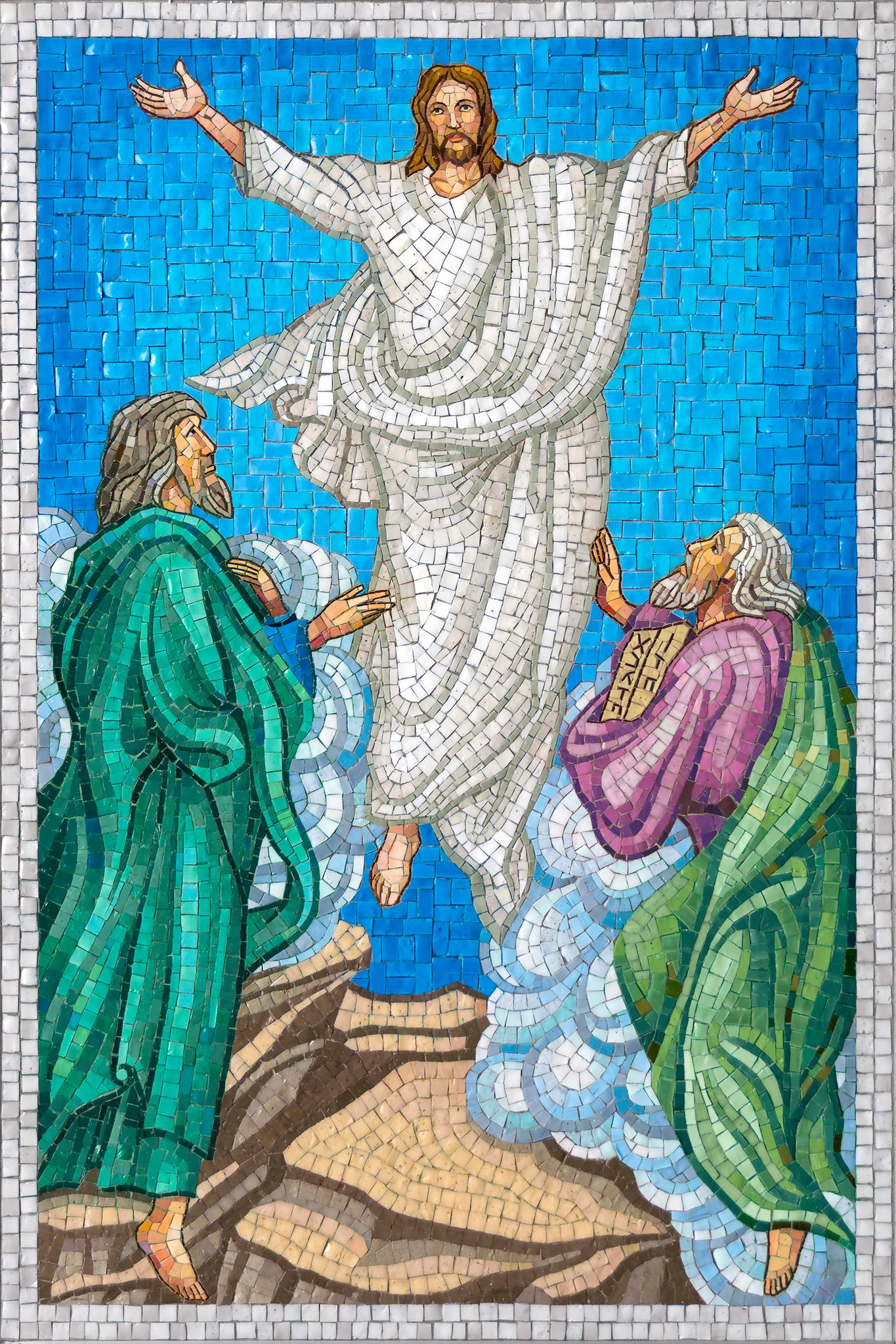 Transfiguration of Chirst luminous mysteries rosary garden mosaic