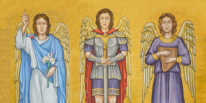 3 angels portrayed in mosaic