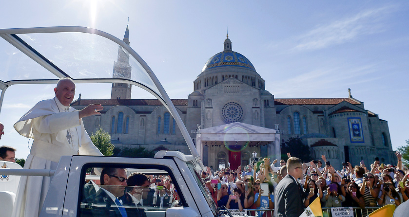 Pope Francis visits the Basilica of the National Shrine of the Immaculate Conception