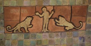 Daniel and the Lions' Den pewabic tile