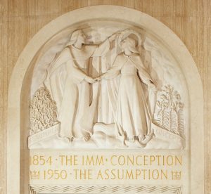 A tympana in the Great Upper Church commemorates the affirmation of the Immaculate Conception by Pope Pius