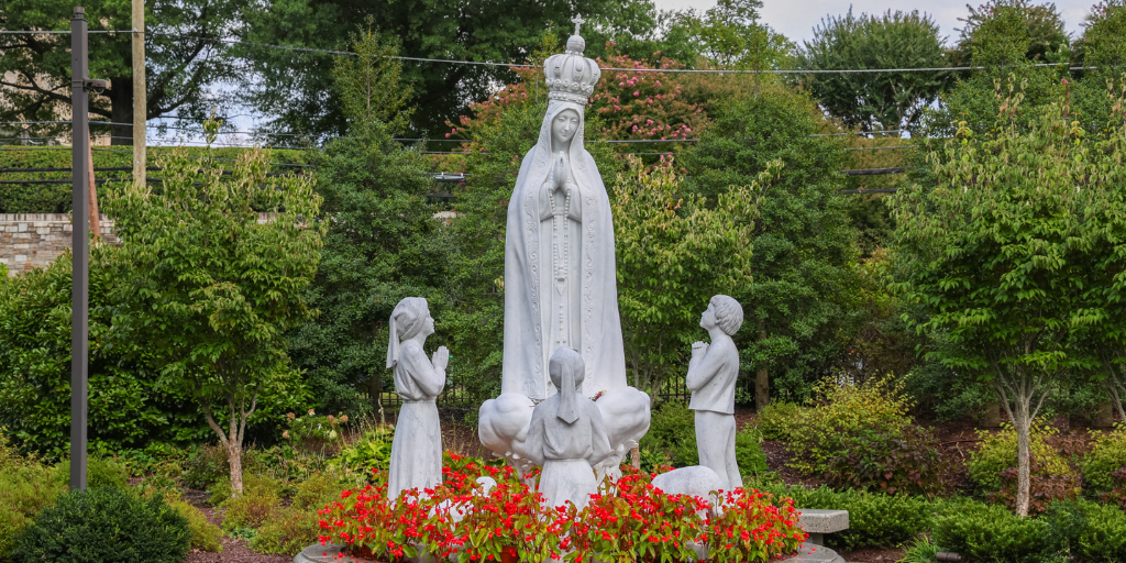 Rosary Walk And Garden Fatima statue