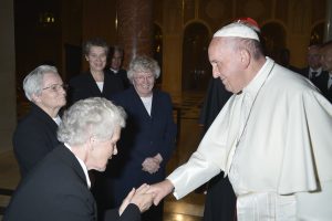 The Sister Sacristans meet Pope Francis at the Basilica